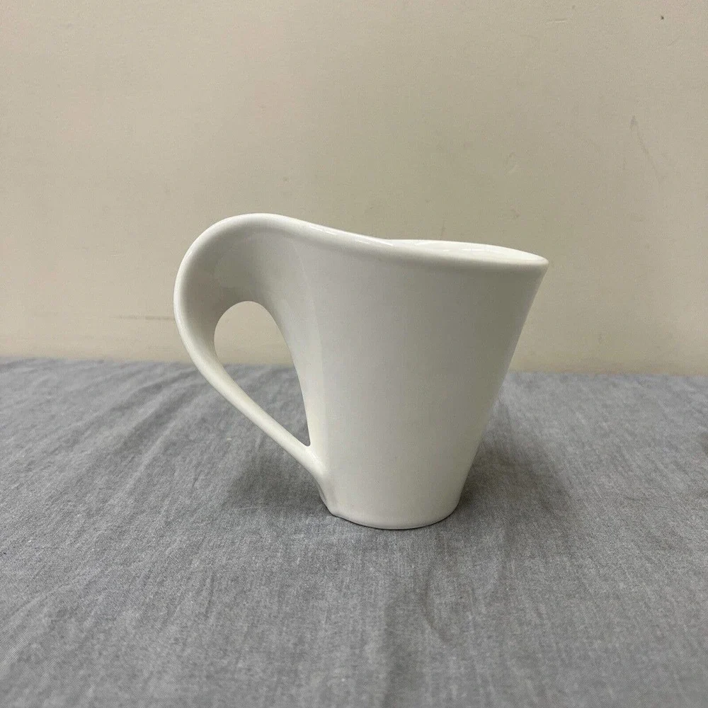 Villeroy Boch 1748 Luxembourg New Wave Mug Swirl Handle Cup White Porcelain 10oz - Picture 3 of 9